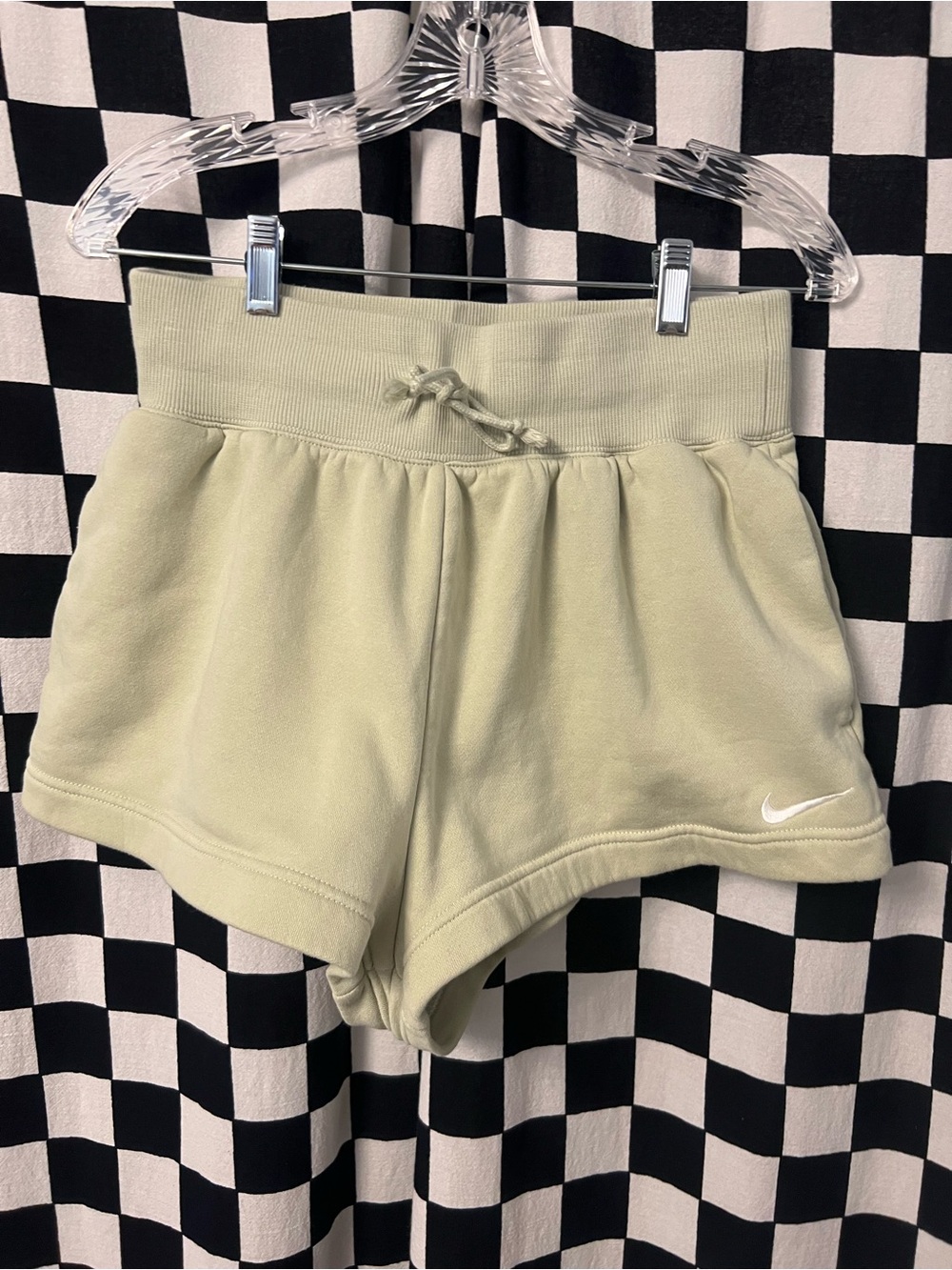 Nike Sage Green Fleece Lounge Shorts with Drawstring
